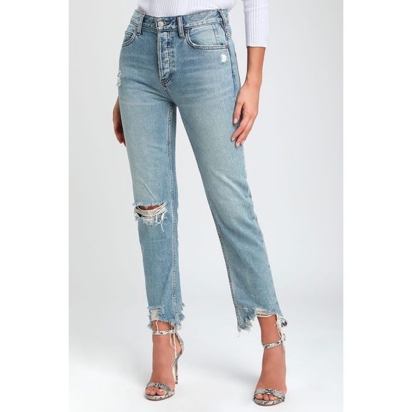 Free People Distressed Mid/High Rise Jeans - Picture 4 of 13